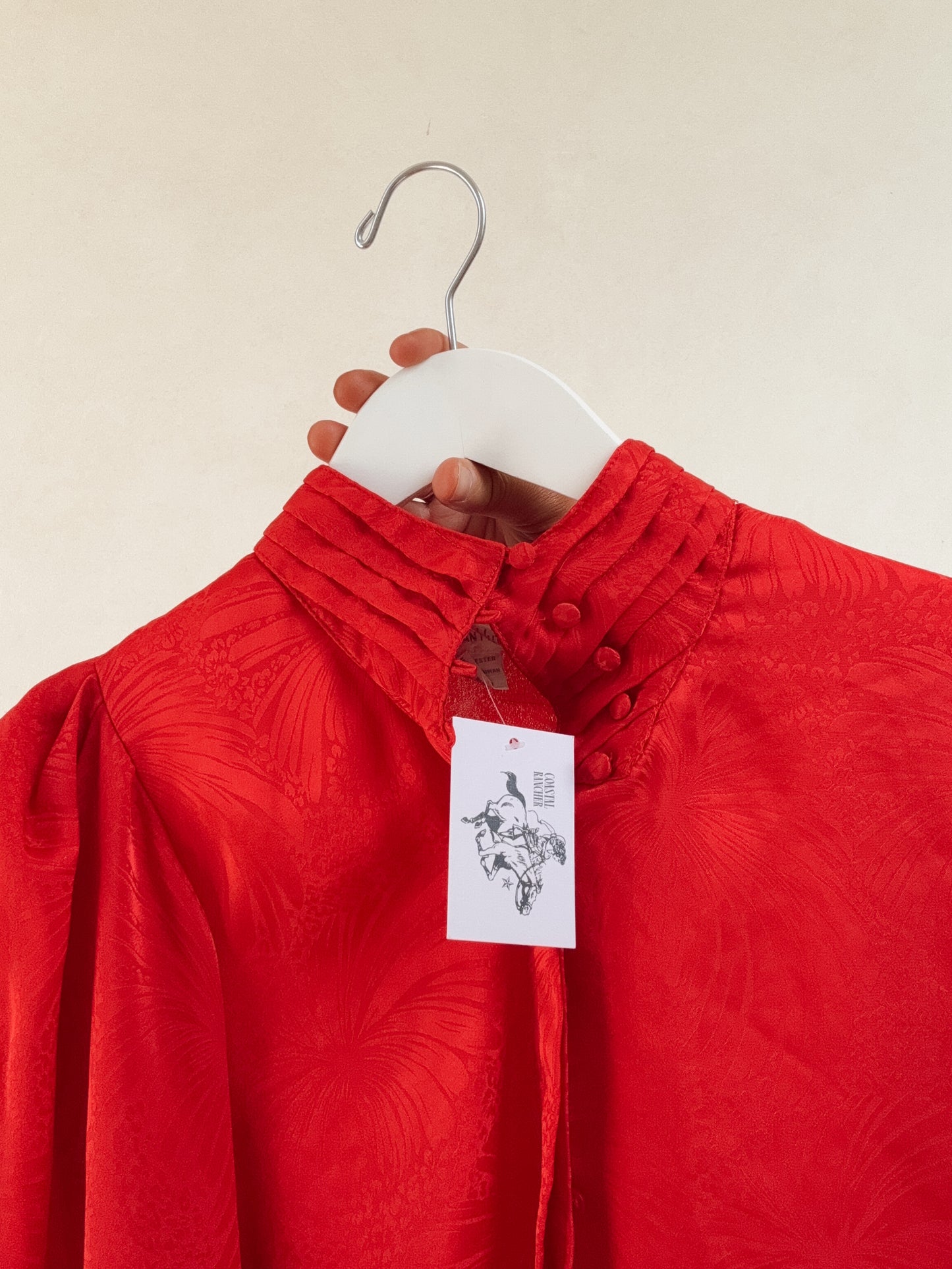 Western Vintage Red Silk Long Sleeve