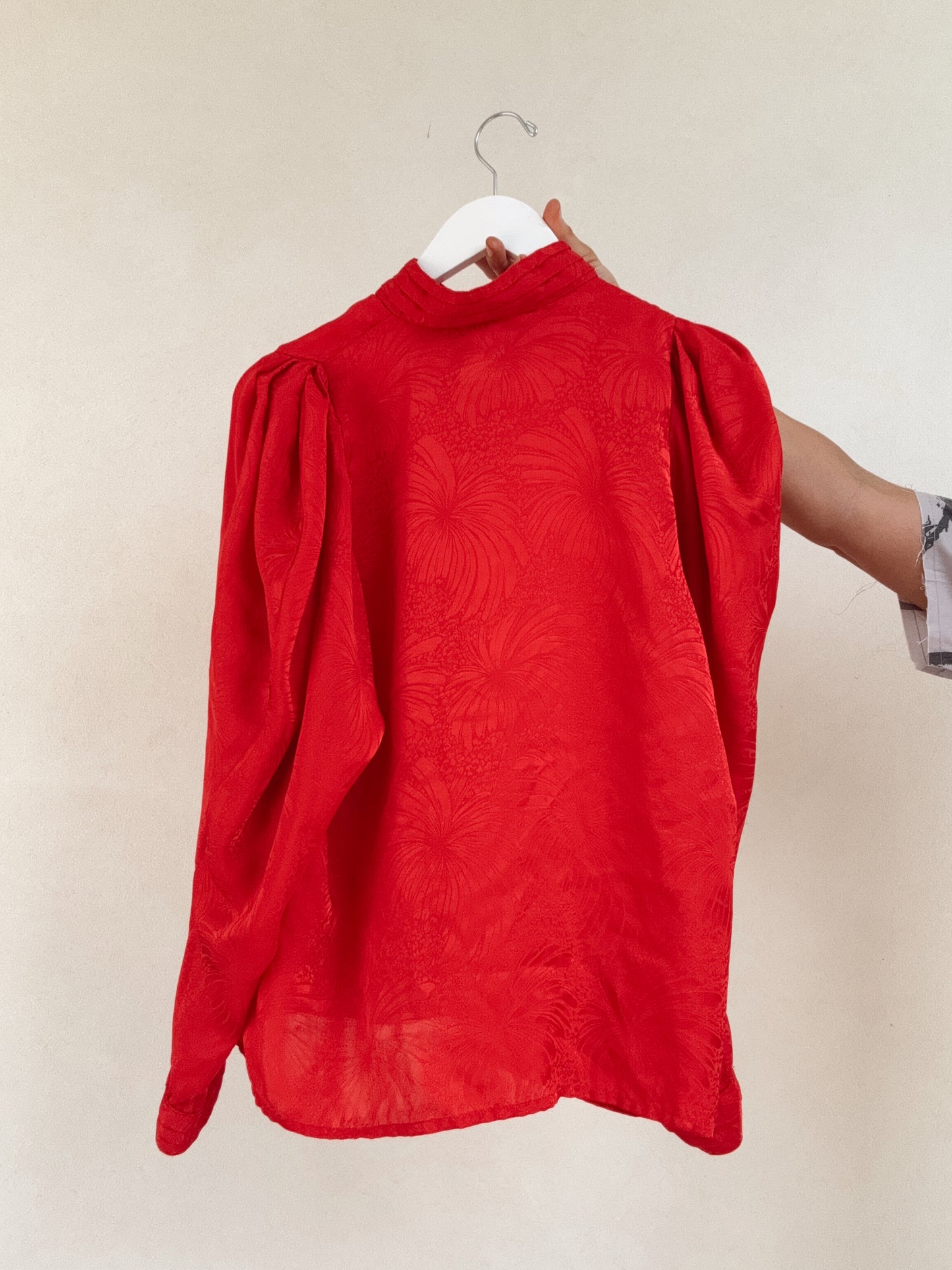 Western Vintage Red Silk Long Sleeve
