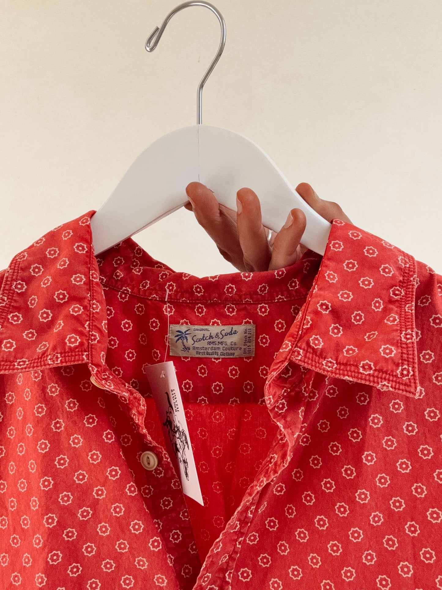 Western Vintage Patterned Red Short Sleeve