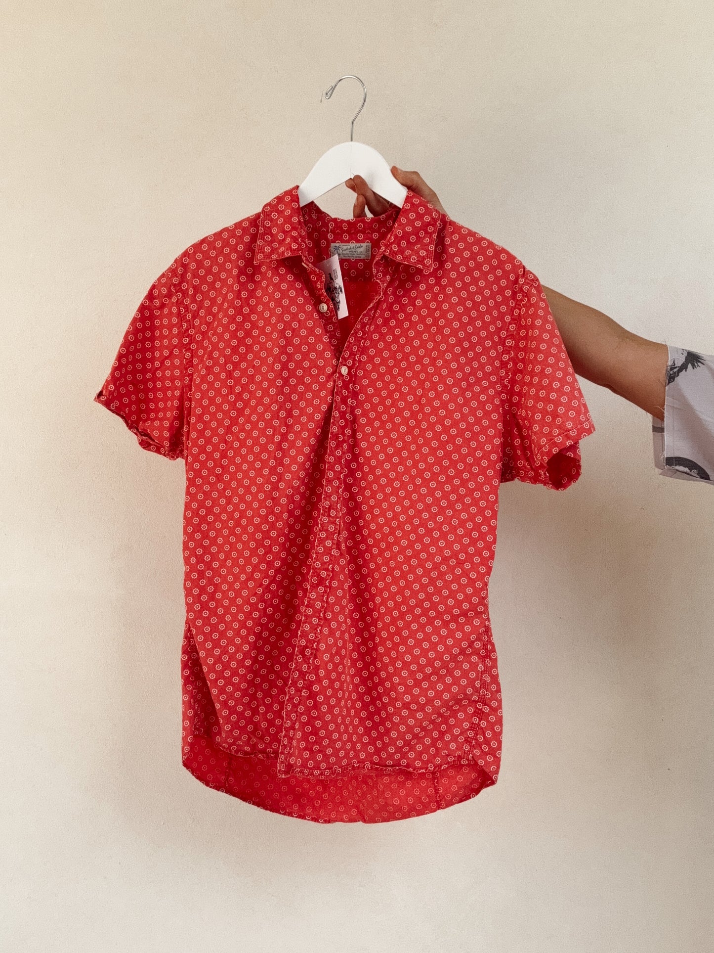 Western Vintage Patterned Red Short Sleeve