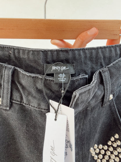Western Vintage Black Jean Star Short