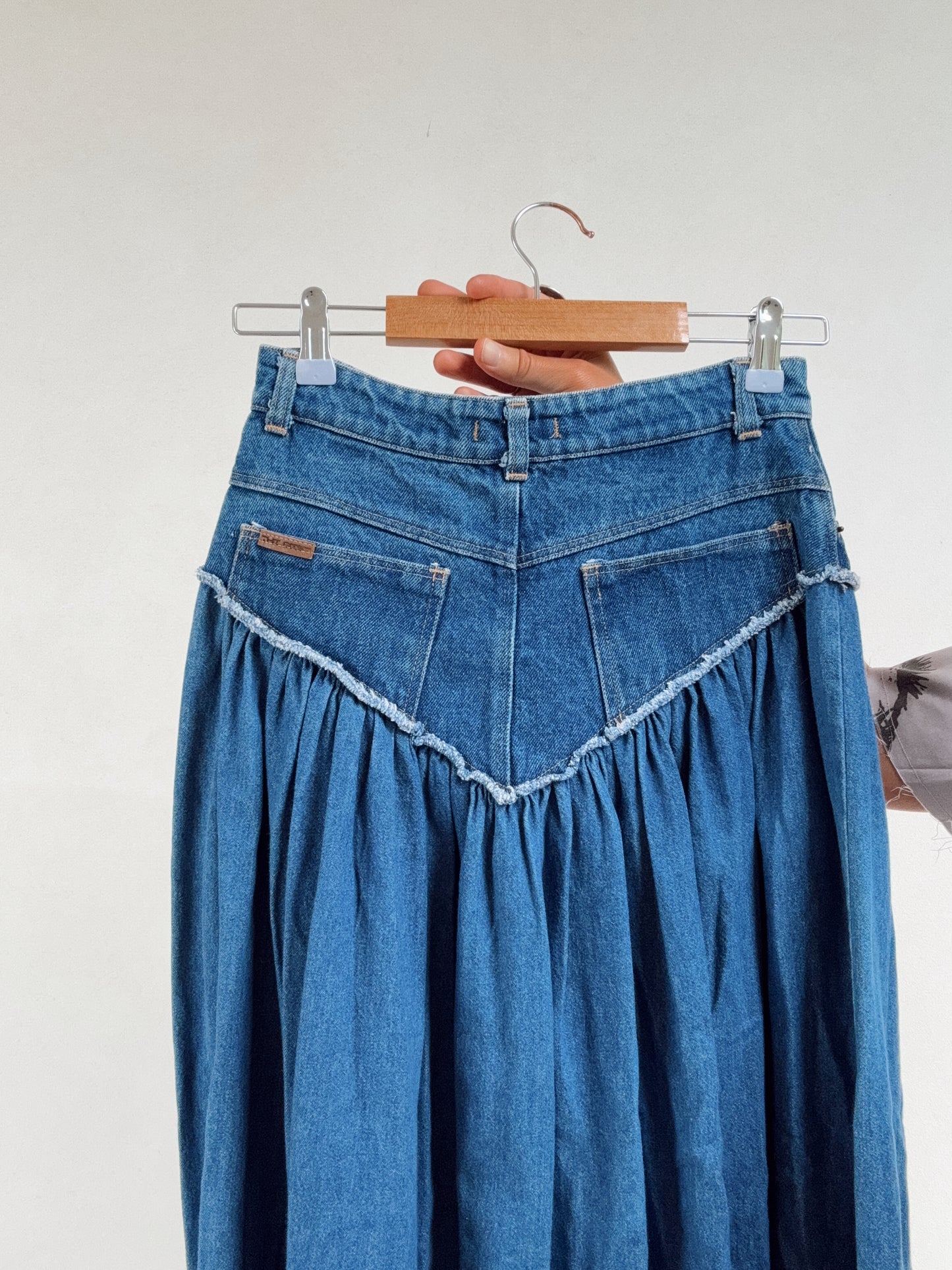 Western Vintage Blue Jean Long Skirt
