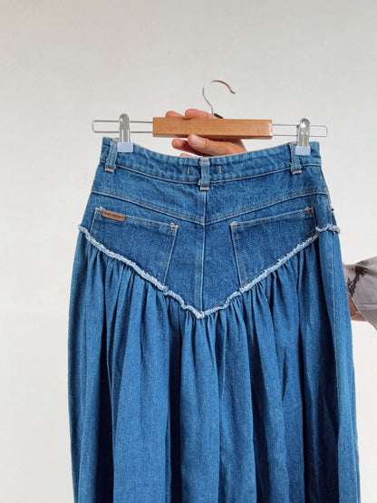 Western Vintage Blue Jean Long Skirt