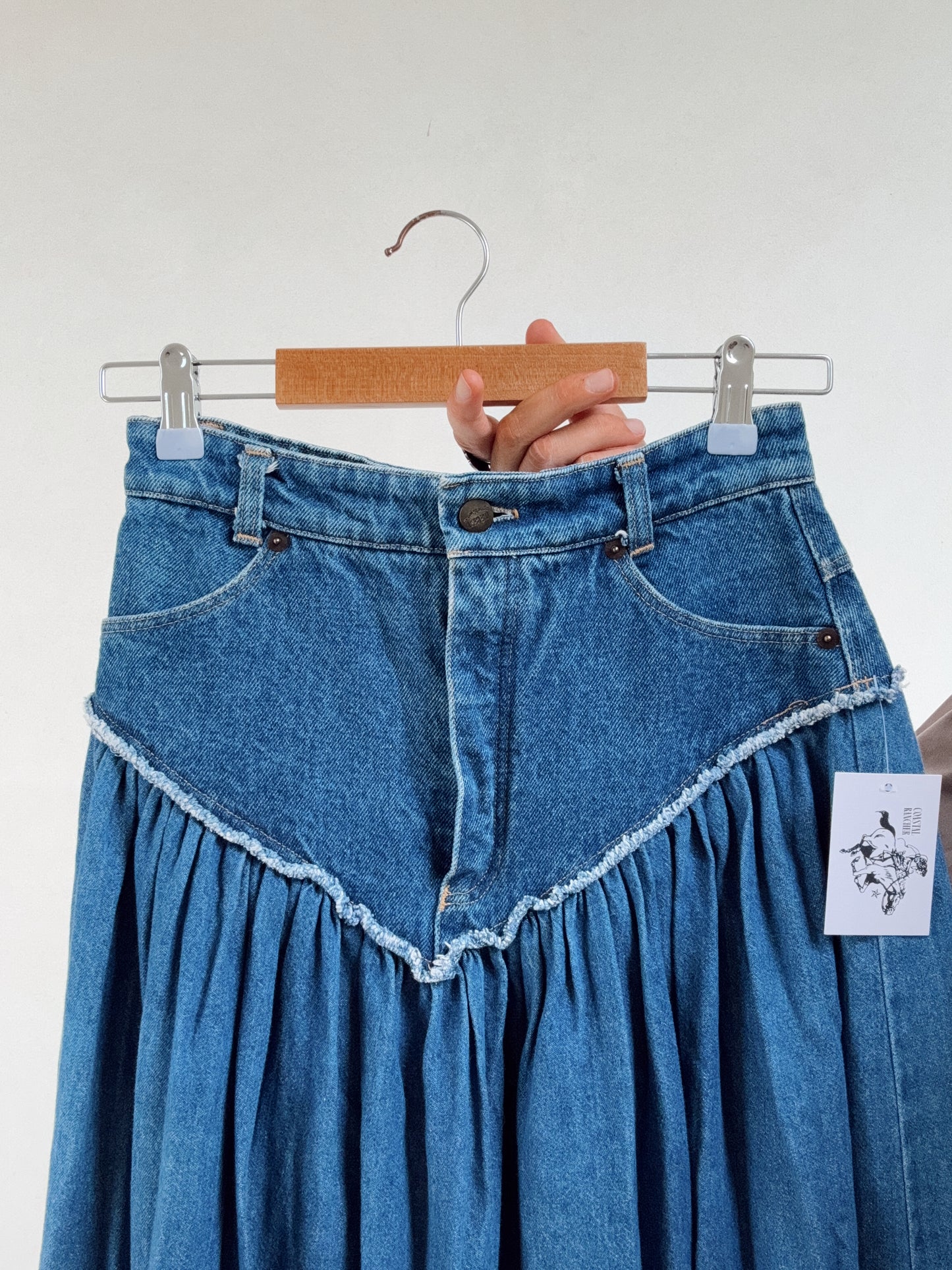 Western Vintage Blue Jean Long Skirt