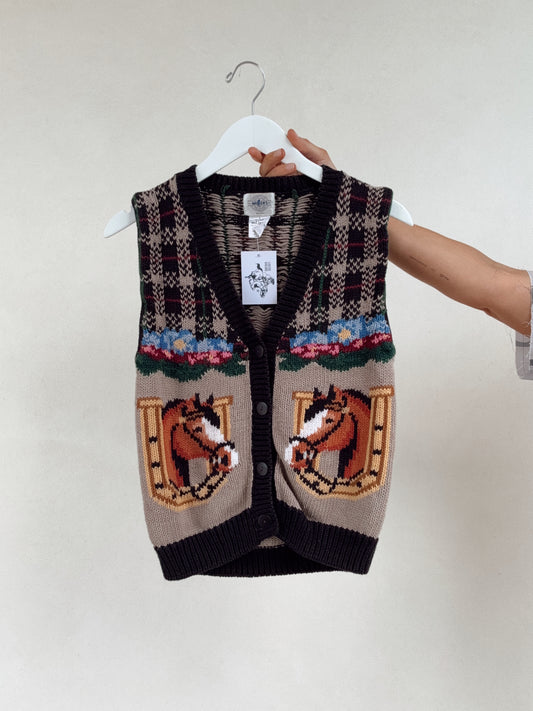 Western Vintage Horse Knitted Vest