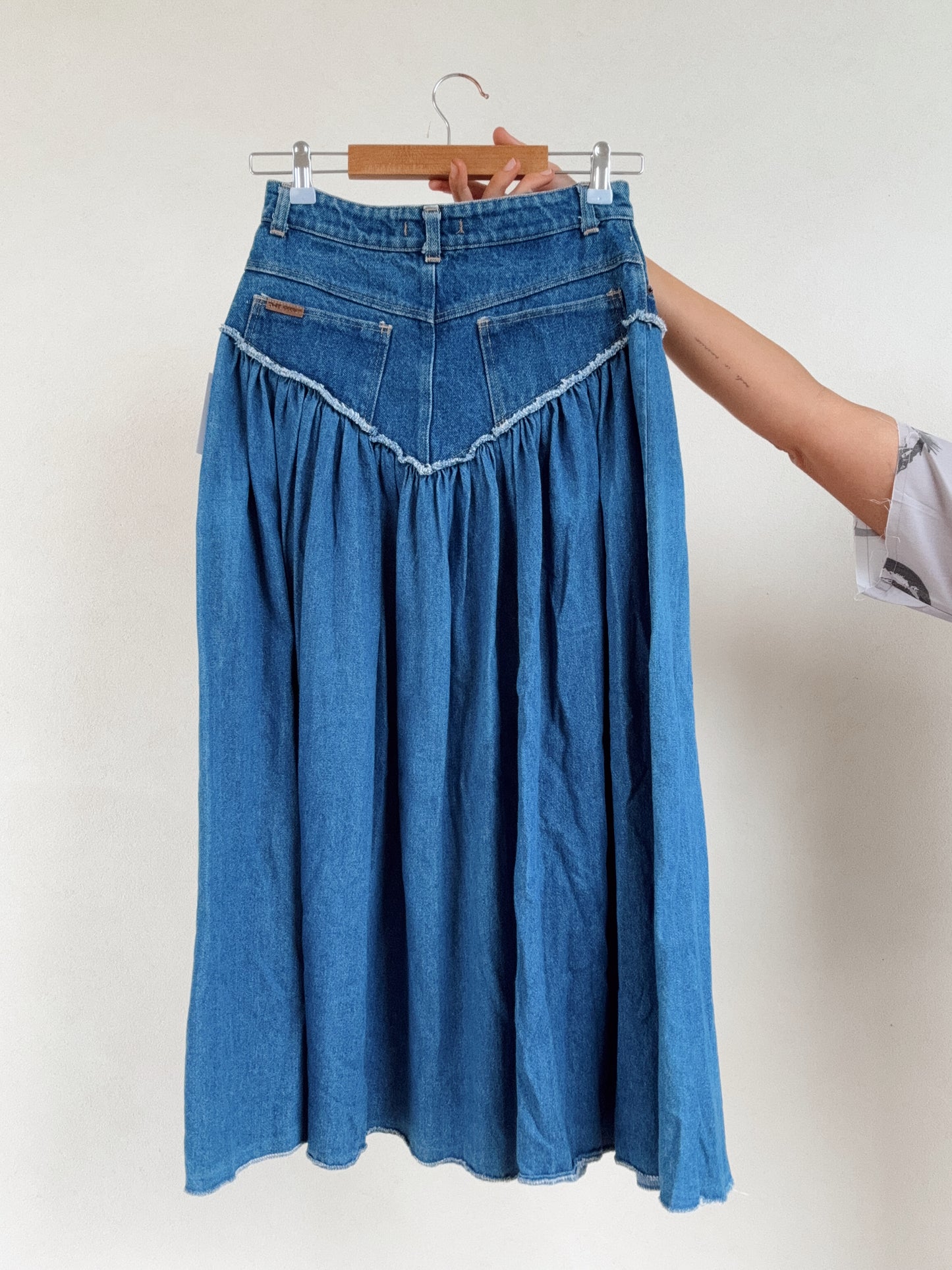 Western Vintage Blue Jean Long Skirt